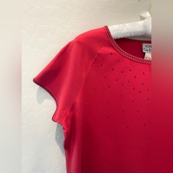 KORET CITY BLUES | Vintage Red Studded Knit Short Sleeve Tee Top | Medium - Picture 2 of 5